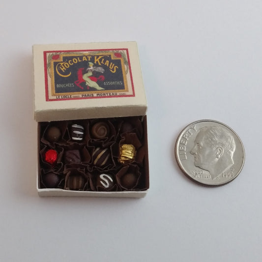 Miniature Box of Chocolates 1:12 Assorted Sweets Dollhouse Size Candy for Valentines or Any Occasion! - Chocolat Klaus