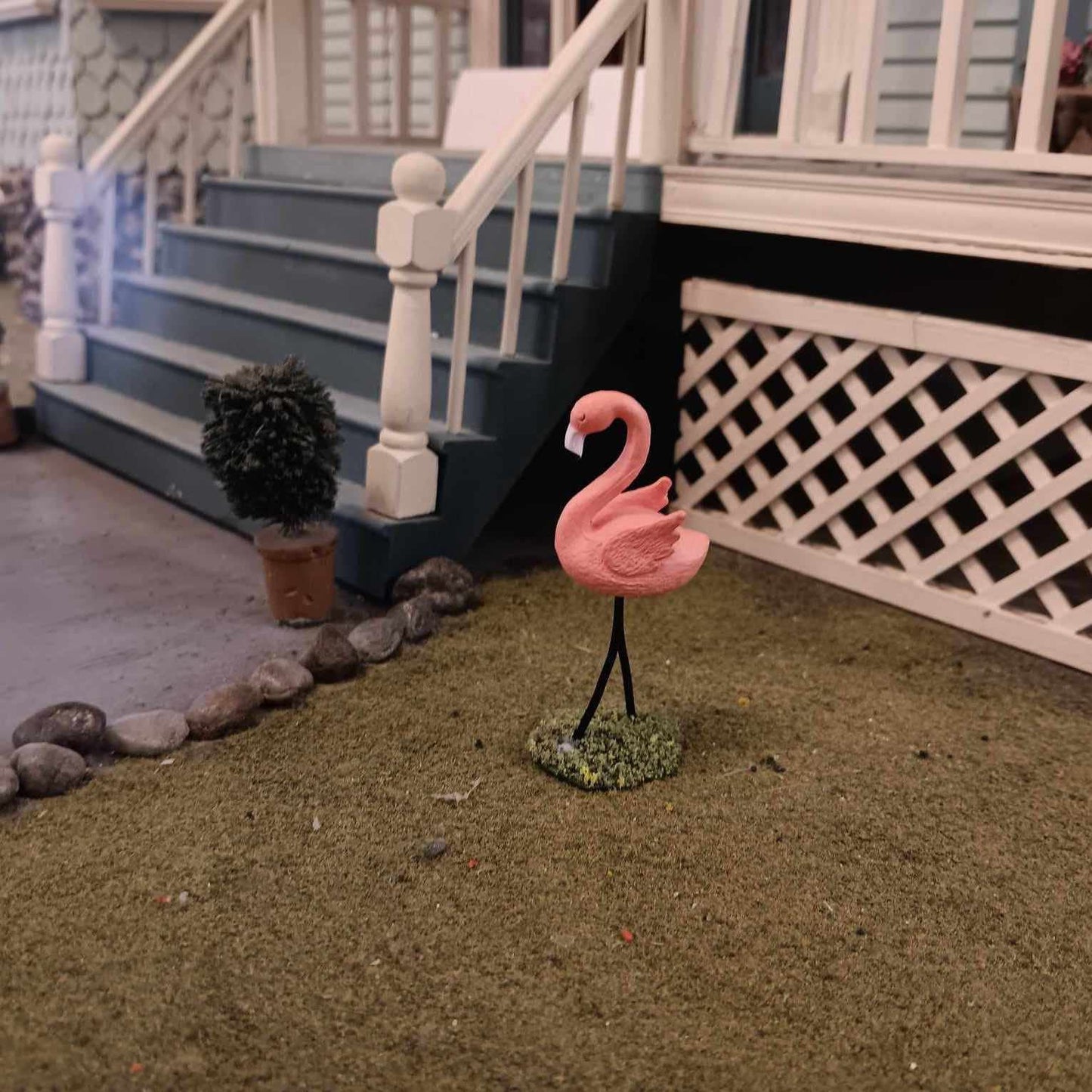 Adorable Miniature Lawn Flamingo for Dollhouses - 1:12 Scale Yard Decor (Flamingo A)