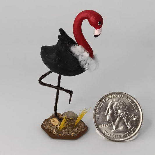 Vulture Lawn Flamingo Dollhouse Miniature - 1:12 Scale (Wings Up)