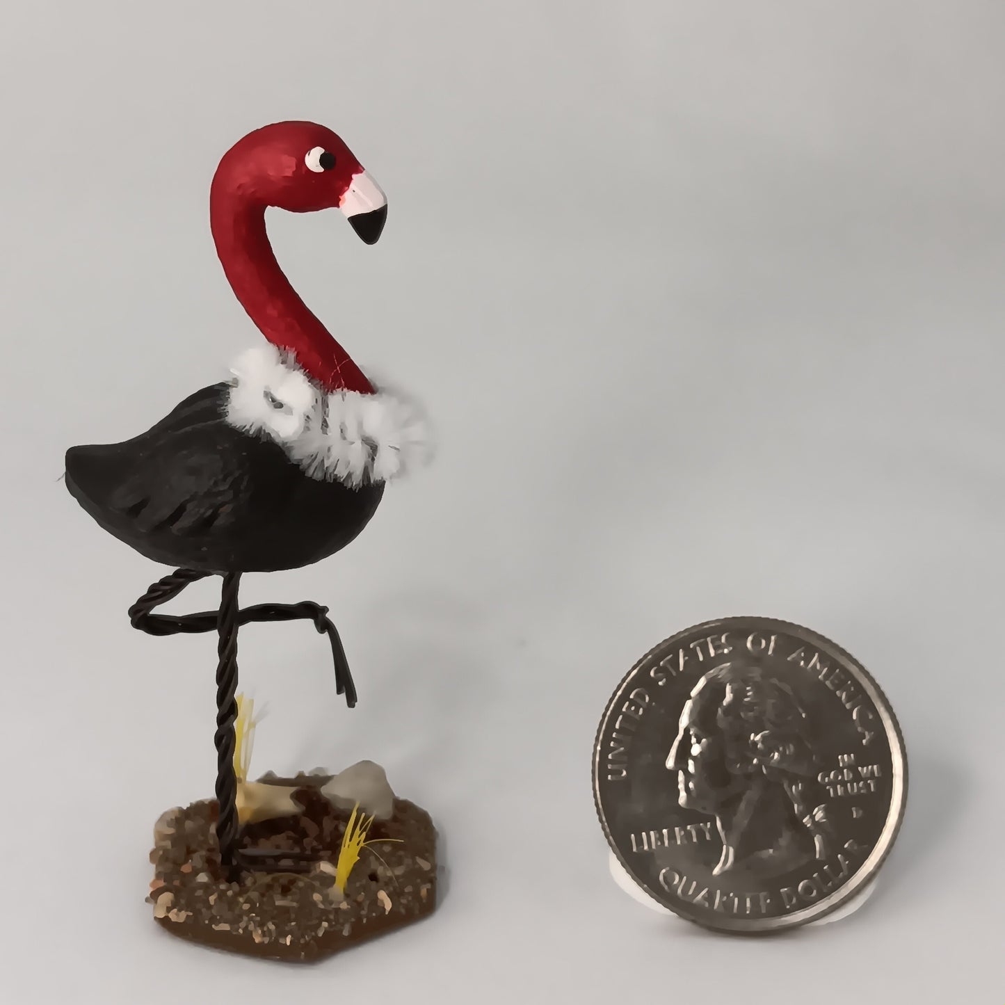 Vulture Lawn Flamingo Dollhouse Miniature - 1:12 Scale (Wings Down)