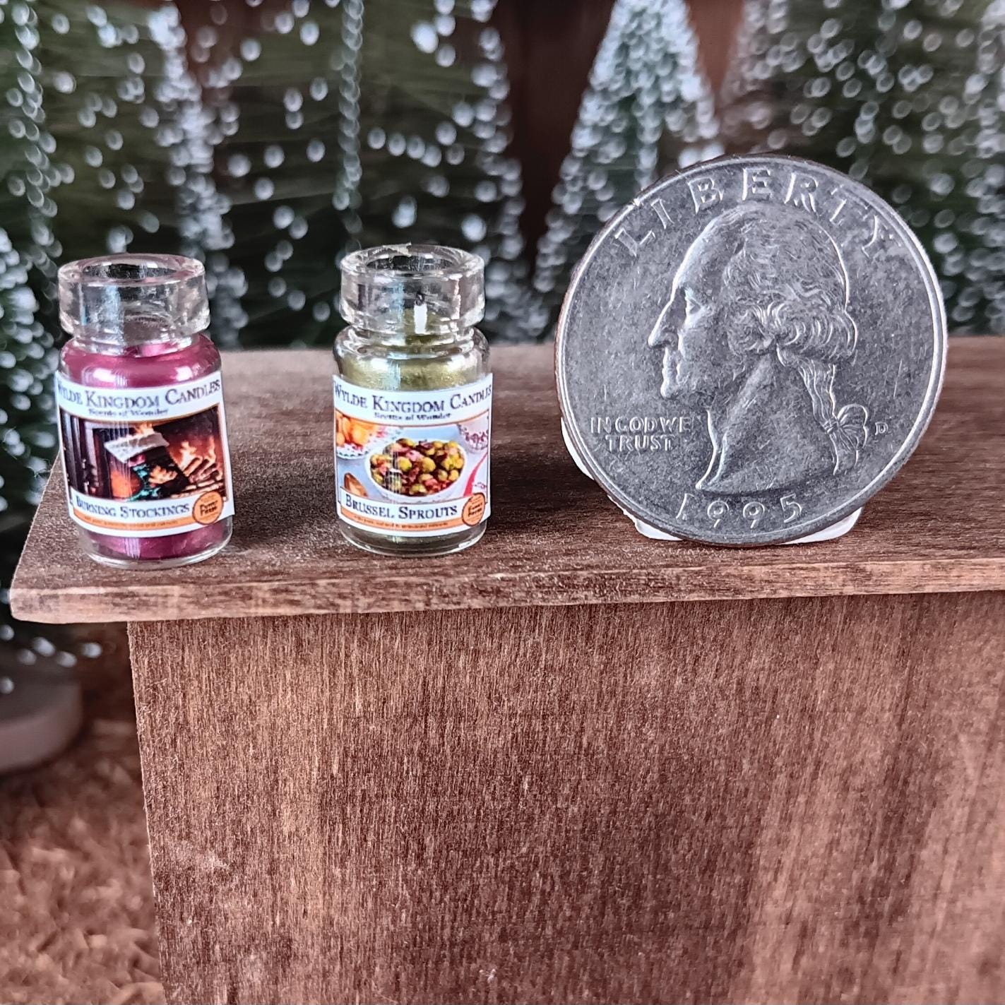 Dollhouse Miniature Tiny Christmas Glass Jar Candles. 7 to Choose From! Unique Holiday Decor. Snarky Cute, Funny Holiday Labels. 1:12 Scale