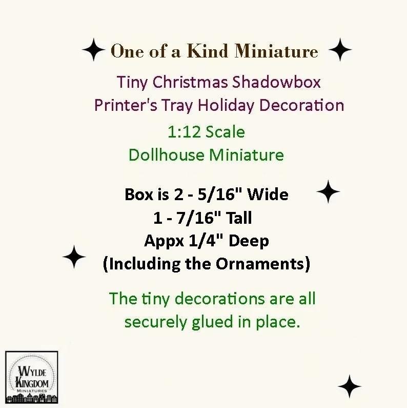 Dollhouse Miniature Christmas Shadow Box Printer's Tray. 1:12 Scale Holiday Decoration - Golden Spoon